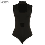black sexy skinny female bodysuits 2020 summer fashion beach casual vacation hollw out sleeveless low cut bodysuit