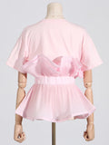 Zingj Summer New Fashion Temperament Slim Show Thin Round Collar Flounce Splicing Design Sense Short-Sleeved Women's