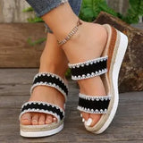 Zingj New Hemp Rope Woven Surrounding Slope With Slippers Female Thick Bottom A Word Belt 43- Outfit