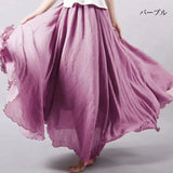 Women's Literature And Art Large Cotton Tamples Skirt Tight Waist A-Shaped Skirt Long Solid National Style Skirt 24