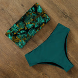 2021 Swimwear Swimsuit Women Print High Waist Bikini Set Back Cross Bandeau Bathing Suit Female Beach Wear