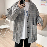 New Hong Kong Style Plaid Jacket Women's Autumn Korean Version Of The Original Sufeng Men's Loose And Thin Casual