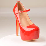 Onlymaker Women Mary Jane Platform Pumps Ankle Strap Stiletto 15~16cm High Heels Dress Buckle Shoes Large Size