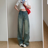 Zingj Wash Do Old Jeans Women's Spring High Waist Loose Wide Leg Pants Straight Pants Drag Floor Trousers