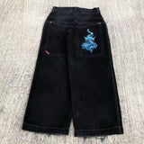 New High Street Hiphop Hip Hop Brand Printed Jeans Men's Straight Baggy Wide-Legged