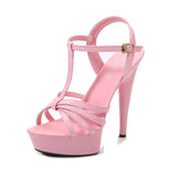 Zingj Artifact Model High Heels Thin Heel Sexy Waterproof Table 13Cm15cm Sandal Female