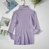 2021 Autumn Winter Sweater Knitted Women Khaki Long Sleeve Slim Casual Turtleneck Pullover Ladies White
