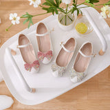 Child's Bow Flat Sole Casual Single Shoe Round Head Mary Jane White Wedding Girl Single Shoes Performance
