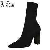 New Socks Boots Fashion Ankle Boots For Women Boots Balck Pointed Toe Elastic Heels Shoes Fetish Autumn Winter Female
