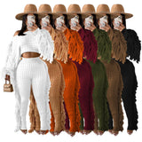Zingj New Women's Wear Casual Solid Color Knit Long Sleeve Tassel