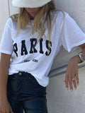 Sign Print Tee T-shirt White Cotton Summer Tshirt 2021 Casual Tops Femme Fashion