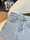 Bow Embroidery Denim Shorts-Outfit