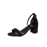 Zingj New 2024 Casual Black Thick Heel High Heel Sandals-Outfit