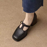 Zingj Small Leather Shoes Women's Design Sense Small Heel Thick Heel Women's Shoes 2024 Autumn French Retro Brown Light Mouth Single Shoes-Outfit