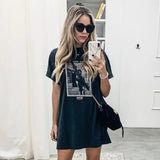 Graphic Washes Faded Long T-shirt Women Summer Cotton Vintage Tees Tops 2021 Femme Shirts Loose Shirt Dress