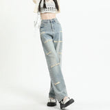 Waisted Straight Jeans For Y2k Women Streetwear Summer Korean Dongdaemun 2023 Femme Pants Baggy Blue Denim Trousers