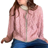 Zingj Version Qiu Dong 2024 New Knit Cardigan Coat Jacket Color Dot Twist Small Design Feeling Gentle Sweater Female-Outfit