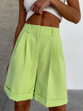 Summer Shorts Cotton High Waist Casual Women's Loose Shorts Zipper Solid Street Streetwear Sports Fashion