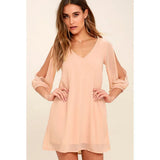 Beach Cami Summer Shirt Dress Women Casual Double V Neck Casual Shift Dresses Sexy Long Sleeve Vacation Midi