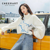 Cropped Sweatshirt Women White Rabbit Animal Print Fur Hoodie Loose Zipper Neck Fuzzy Hoodie Winter Crop