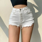 American Style Woolen Denim Shorts Women's Summer New High Waist Slim Stretch Hot Womens Korea Tassel