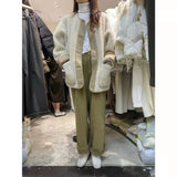 Vintage 2022 Winter Women Warm Fleece Coat Jackets Lamb Wool Thickened Female Oversized Chic Outwear Aesthetic