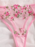 Floral Embroidery Transparent Lace 2 Piece Set-Outfit
