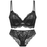 French Lace Embroidery Underwear Set Thin Cup Bralette Push Up Brassiere Sexy Lace Lingerie Transparent Bra And Panty