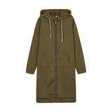 Casual Women Long Hoodies Sweatshirt Coat Zip Up Outerwears Hooded Jacket for Female Work Wear Plus Size S-5XL