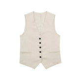 2025 New Women's Linen Blend, Vest, Vest And Shorts