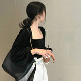 Women Solid Puff Sleeve Stylish Blouses Vintage Retro Simple Chic Velour Slim Womens Basic Long Sleeves Popular New