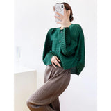 Folds 2025 Spring Loose Pure Color Top Loose Languid Folding Top High-End Sun Protection