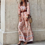 Spot 2025 Spring New Women's Fashion Bohemian Medium And Long Print