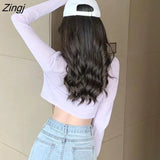 Women Solid Color Loose Crop Top Female Thin Breathable Clothing All-match High Street Cool Hip-hop Leisure Lady