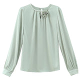 Satin Shirt Female Spring New Gentle Foreign Style Pearl Hanging Feeling Foreign Style