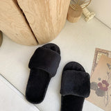 Zingj One Word Slippers Female Early Autumn 2023 New Cotton Slippers Home Indoor Fashion Warm Floor Cotton Slippers Female- Outfit