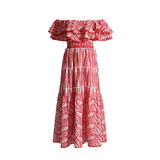 French Temperament High-End Dress 2025 Summer New Word Shoulder Lotus Leaf Side Waist Thin Dress Women