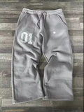 Zingj Alphabet Printed Trousers Loose Waistband Men's And Women's Fashion Brand Trousers 211-0-Outfit