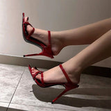 With Red Bed High Heels Women 2025 Spring New Wear Sexy Sandals Thick-Slender Thin