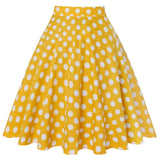 Women Midi Pleated Skirts Vintage 50s 60s Flower Printed Summer Ball Gown High Waist Audrey Hepburn Retro Swing Skater
