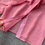 Spring New Blouse Sweet Pure V-neck Bow Puff Sleeve Fashion Printing Loose Versatile Chiffon Shirt