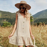 2022 New Women's Spring and Summer Single-breasted Button Vest Straps Bow Backless V-neck Ladies