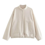 New Loose Casual Coat Street Standing Collar Dark Button Coat Casual Jacket