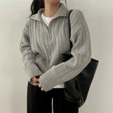 Dark Academia Half Zip Up Cable Knit SweaterOutfit