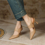 Temperament Baotou stiletto sandals women's 2025 summer new women's shoes wear one word with pointed toe high heels women 211-1-Outfit