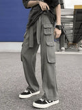 Men's Strap Detail Pocket Loose Cargo Pants- Outfit
