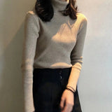 Harajuku Pullover Turtleneck Sweater Women Fall Soft Knit Sweater Slim Elastic Korean Simple Basic Cheap Jumper Solid