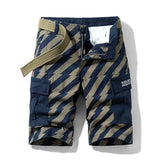 New Summer Overalls Shorts Men Cool Camouflage Summer Hot Sale Cotton Casual Men Shorts Striped 5-Point