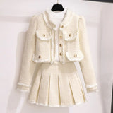 Zingj Fragrant Wind Suit Skirt Female Autumn Winter 2024 New Hot Style Temperament Small Feeling Small Dress Two Sets-Outfit