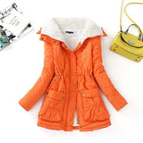 Winter Cotton Coat Women Slim Snow Outwear Medium-long Wadded Jacket Thick Cotton Padded Warm Cotton